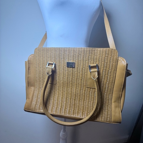 Vélez Colombia Woven Leather Satchel / Tote – Tan – Crossbody Strap - Picture 3 of 6